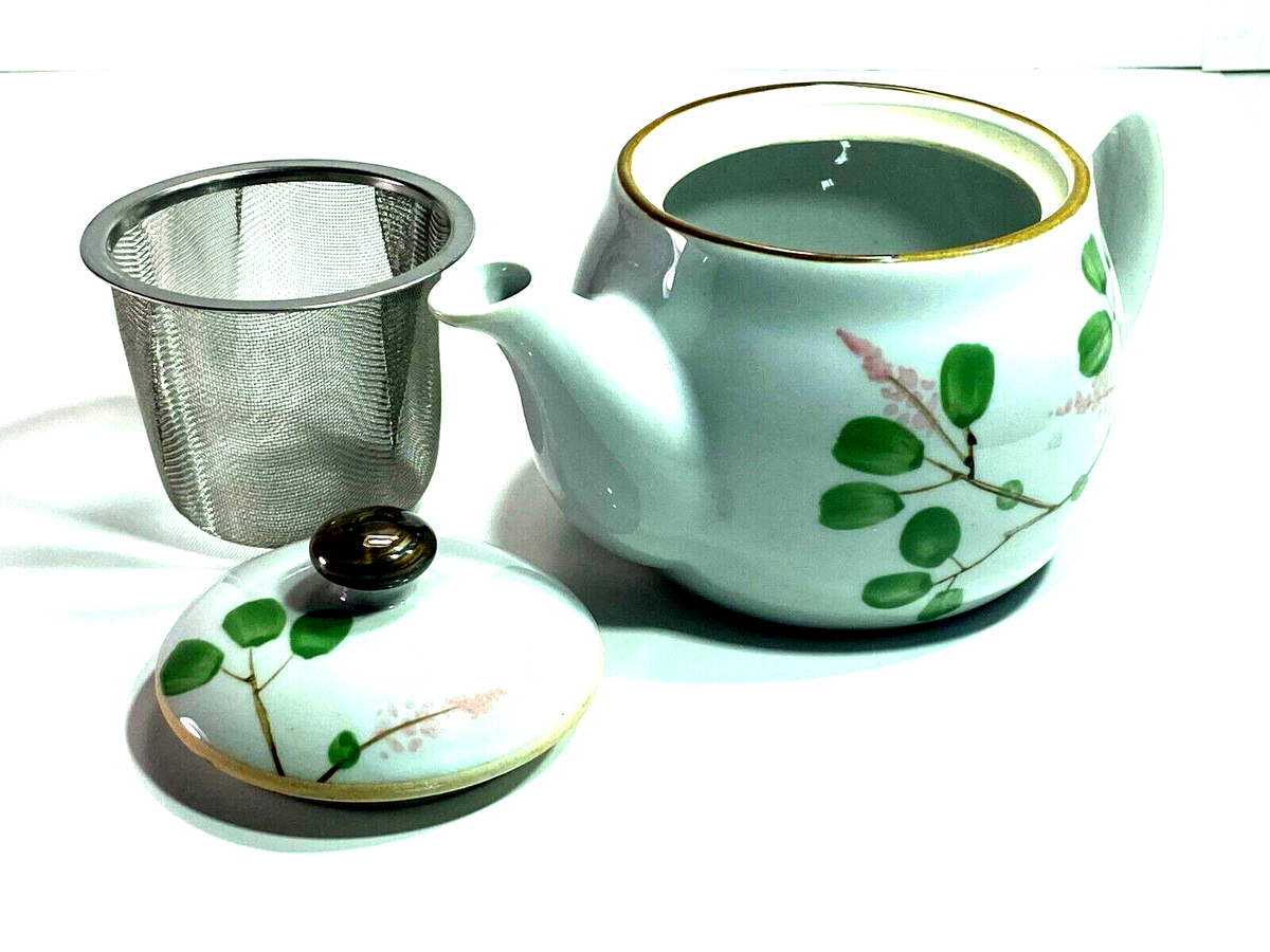 Teacup Set; 4 Cups & Lidded Teapot w/ Filter | eBay