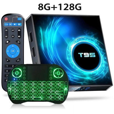 NEW TV Box T95 Android 14 8K Set Top Box H616 Quad Core 5G Dual Wifi Googl