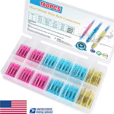 160PCS Assortment Heat Shrink Wire Connectors Electrical Terminals Crimp Seal US
