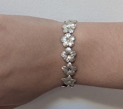 Designer Atasay - Plumeria Bracelet - Sterling Silver (7 inches - 7.7 gr) - Rare