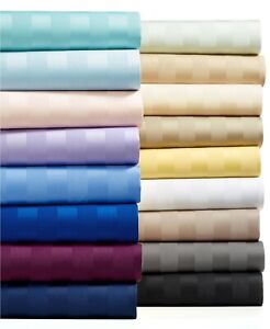 Egyptian Cotton 1000tc 4 PCs Sheet Set Extra Deep Pocket Full Size Stripe Colors 
