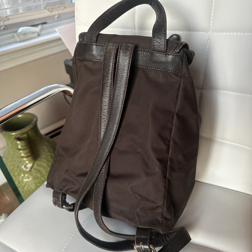 Moschino Backpack Bag Chocolate Brown Original Vintage Nylon Gold Letters 1990 - Picture 7 of 19