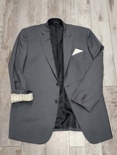 46L Men's ERMENEGILDO ZEGNA Wool Blazer Gray Subtle Stripe 2 Button Sport Coat