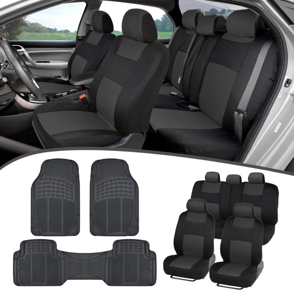 Car SUV Seat Covers for Auto & All Weather Rubber Floor Mats - Full ...