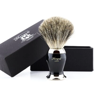 HARYALI LONDON Luxury Pure Badger Hair Shaving Brush Classic Lather Tool for Wet Shave Grooming