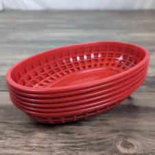 Vtg Lot Of 6 Tablecraft Products Red Plastic Serving Basket Made in USA