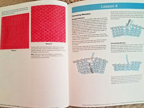 American School NWK 1396 LEARN TO KNIT in One day 64pg book & projects 2005 - Picture 3 of 10