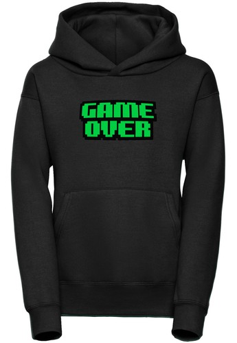 GAME OVER Design Black Hoodie Kids Boys Girls Gaming Gamer Hoody Winter Streamer - Picture 5 of 7