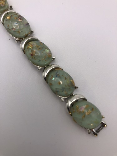 1940s Vtg Thermoset Bracelet Confetti Cabochons 7 1/2" - Picture 2 of 6