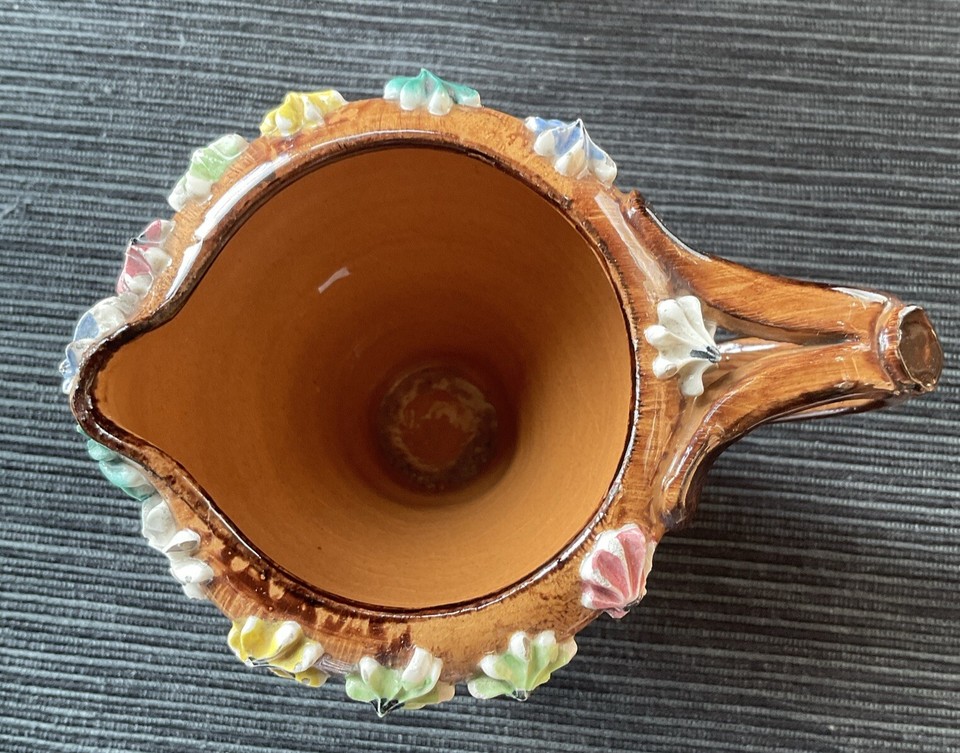 2 Vintage Fratelli Fanciullacci? Italian Jugs With Applied Flower