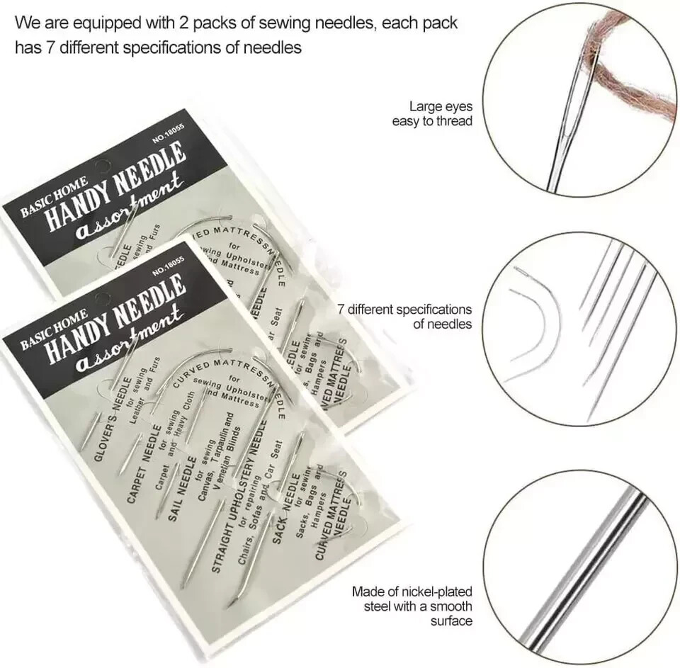Upholstery Repair Kit, Leather Sewing Needle & Thread, Extra Strong
