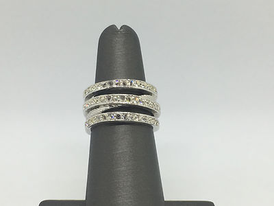 BEAUTIFUL - 925 Sterling Silver CZ Overlap Ring- Sz: 6 - 6.5G #814