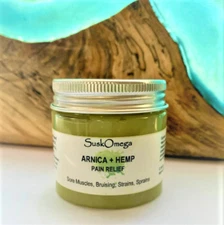 Arnica & Hemp Salve Suskomega Muscle Soreness Sprains,  Pain Relief, Handmade