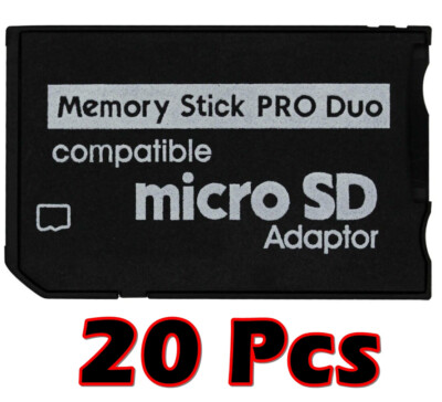 Lot x 20 Memory Stick MS Pro Duo Adapter Micro SD SDHC TF Card Reader PSP Series
