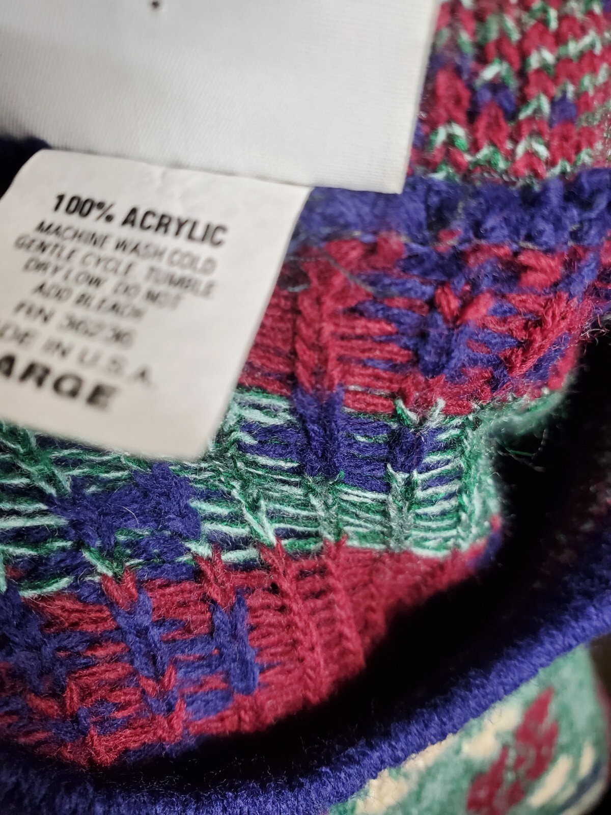 Classic Elements Sweater L Pullover Blue Red Brow… - image 7