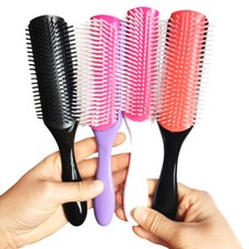 9Rows Detangling Hair Brush Denman Women Scalp Massager Straight Curly Comb Styl