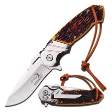 8.25" ELK RIDGE STAG SPRING ASSISTED FOLDING TACTICAL POCKET KNIFE EDC SHARP 003