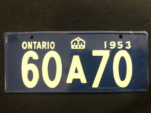 1953-54 General Mills Wheaties Tin Mini Bicycle License Plate - Ontario - Picture 1 of 2