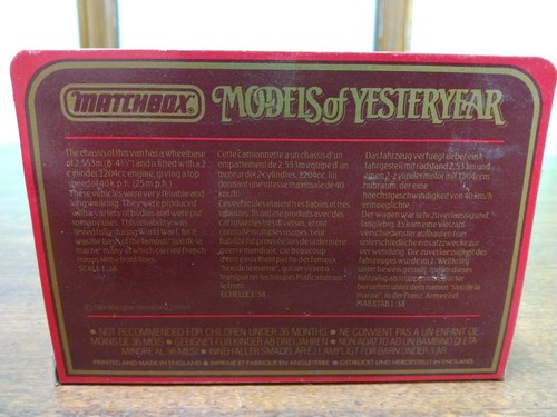 VTG Matchbox 1984 Models of Yesteryear Y25 1910 RENAULT TYPE AG-JAMES NEALE NIB - Picture 17 of 20