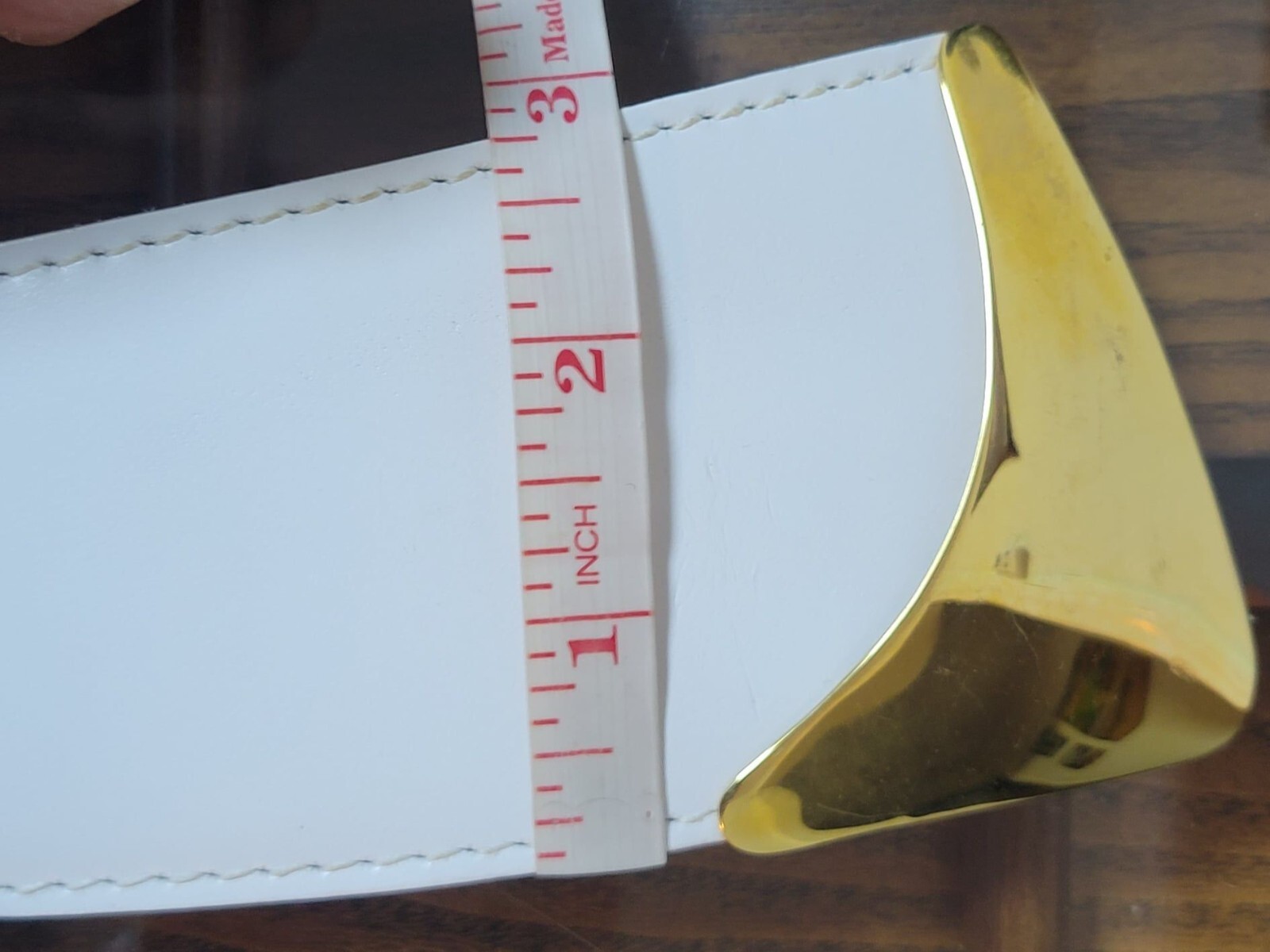 Vintage Calderon USA Made White Belt Gold Buckle Size L eBay