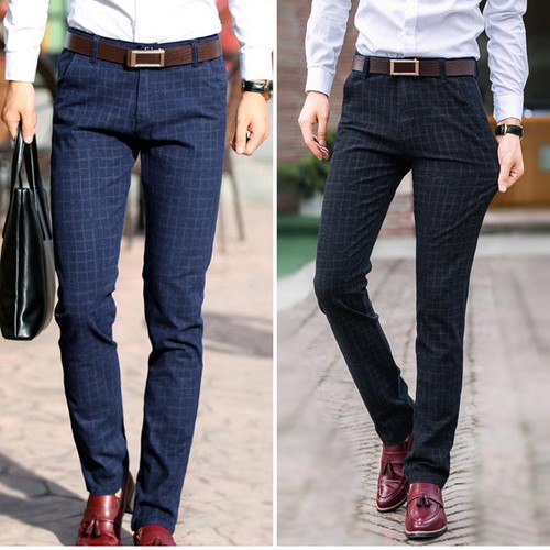 Men Slim Fit Boot Cut Pencil Pants 