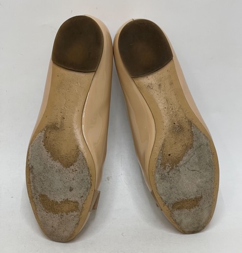 Salvatore Ferragamo Beige Ballet Flats Patent Leather Bow Casual Mocassins US8.5 - Picture 5 of 6