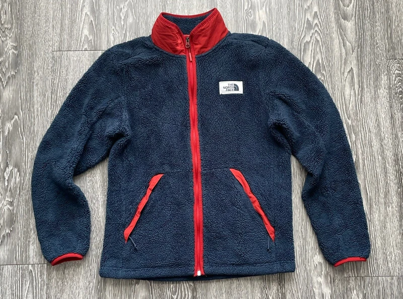 north-face campshire fleece sherpa orange read jacket