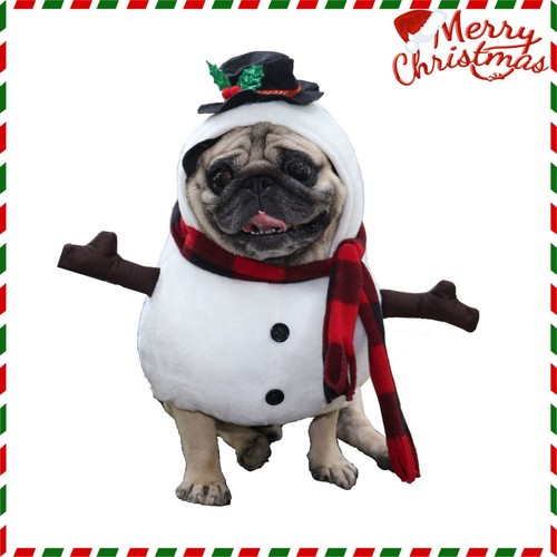 christmas Pet Costume Cosplay Cat Puppy Funny Snowman Cotton Clothes
