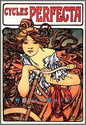 290163 Cycles Perfecta 1902 Mucha Bicycle PRINT POSTER