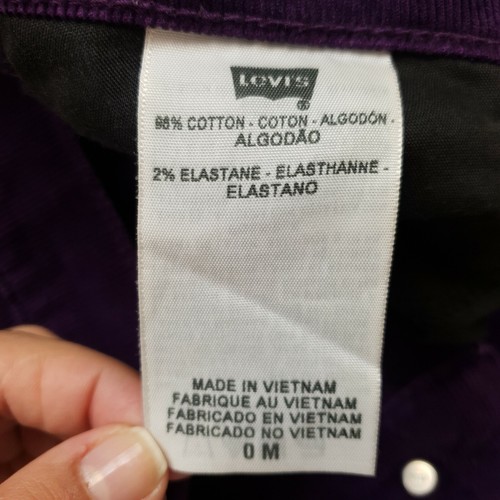 Pantalones de mezclilla elásticos de pana Levi's CRAFTED para mujer tiro bajo 0M (W26 L32) ajustados ajustados - Imagen 7 de 12