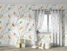 3D Bird Branches Pattern Self-adhesive Removeable Wallpaper Wall Mural