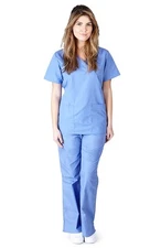  Mock Wrap Scrub Set Natural Uniform Nurse Scrub Top and Pants MM001 Scrub Set