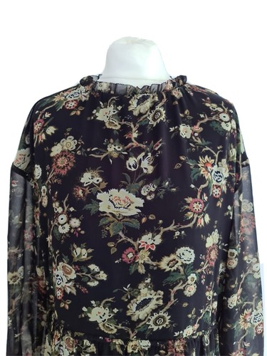 Wilfred Womens Black Floral Frilled Neck Long Sleeve Floaty dress. XS/UK 6-8. - Picture 5 of 12