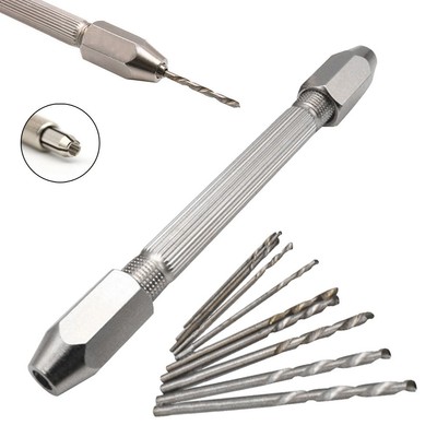 Doppelseitiges Pin Vise Hand Kit + 10 Bohrer Schmuckuhr Reparaturpflegesatz
