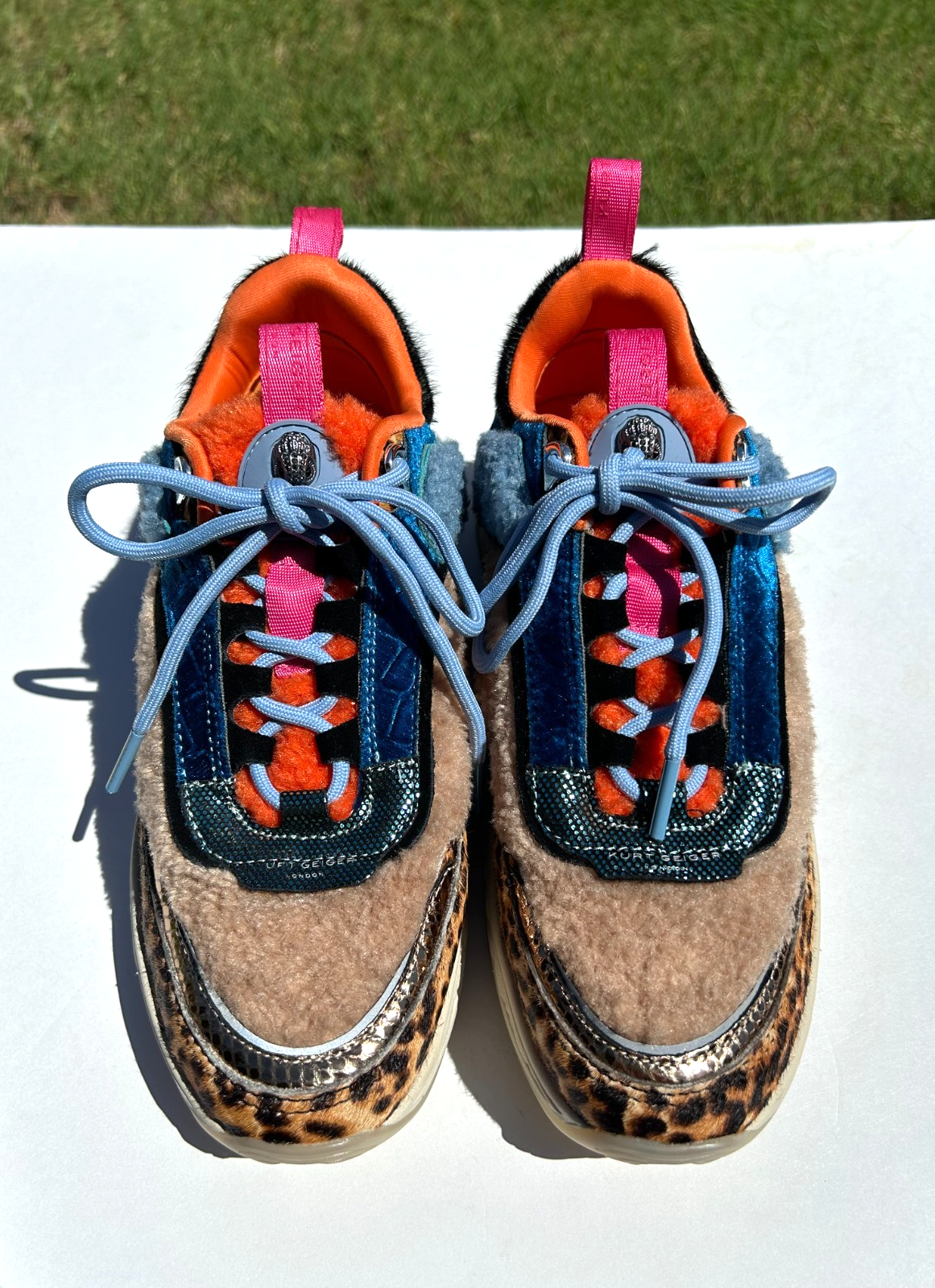 PONY Sneakers Kurt Geiger Kensington Mixed Media Denim Patchwork Ghepardo 8 5 39 Nuove con etichette