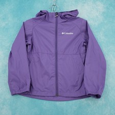 Columbia Girls Purple Everyday Rain Jacket Reflective Hooded Coat Size XS