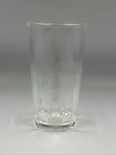 Vintage Juice Glass Leaf Pattern Around Bottom Clear Etched 4.75"
