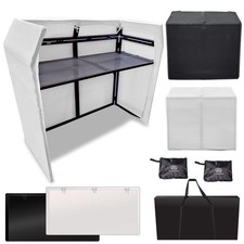 AxcessAbles Extra Large Portable DJ Facade Booth Table with Black  White Scrims