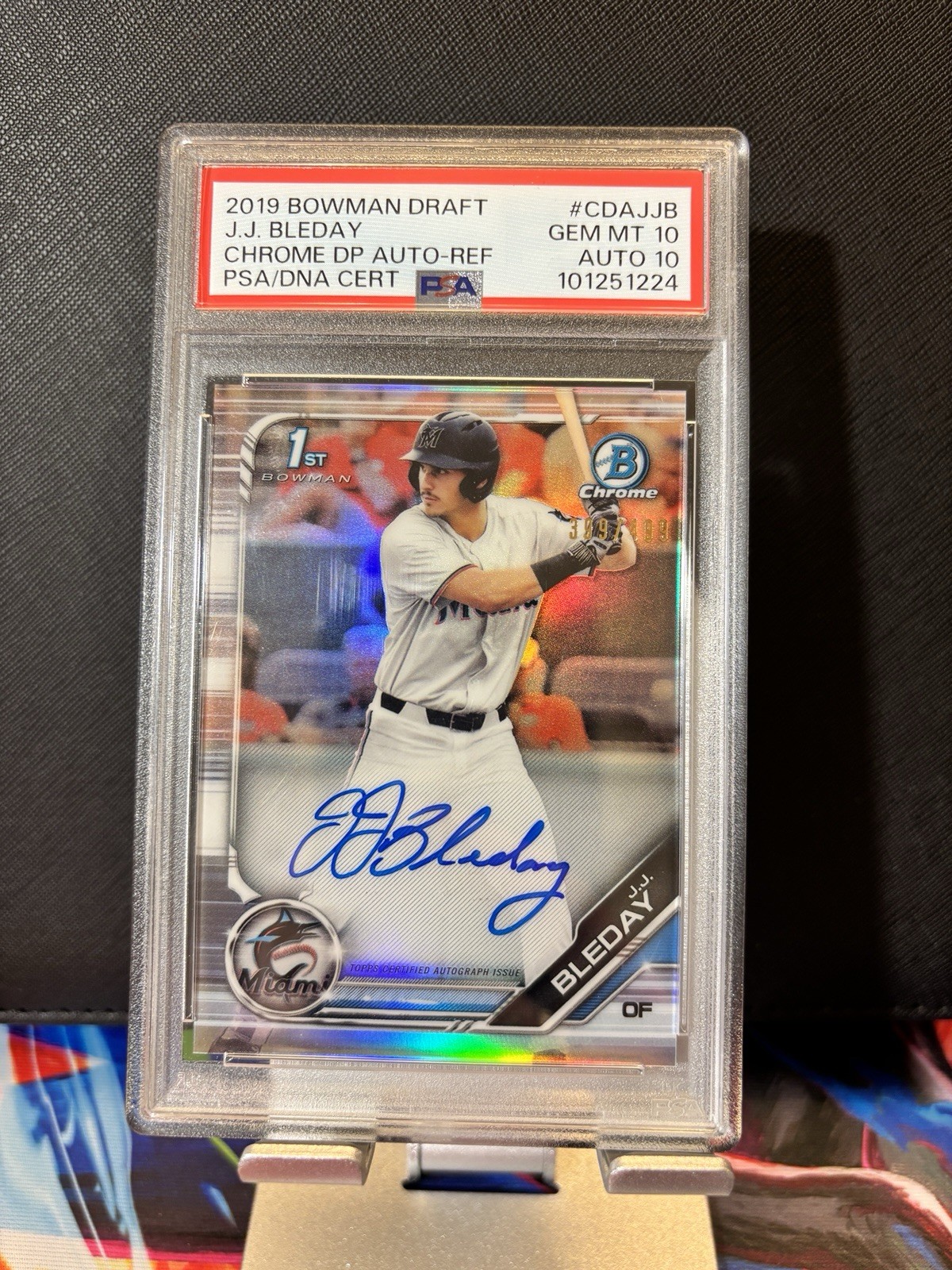 2019 Bowman Draft J.J. Bleday Chrome Refractor Auto Rookie #CDA-JJB /499 PSA 10