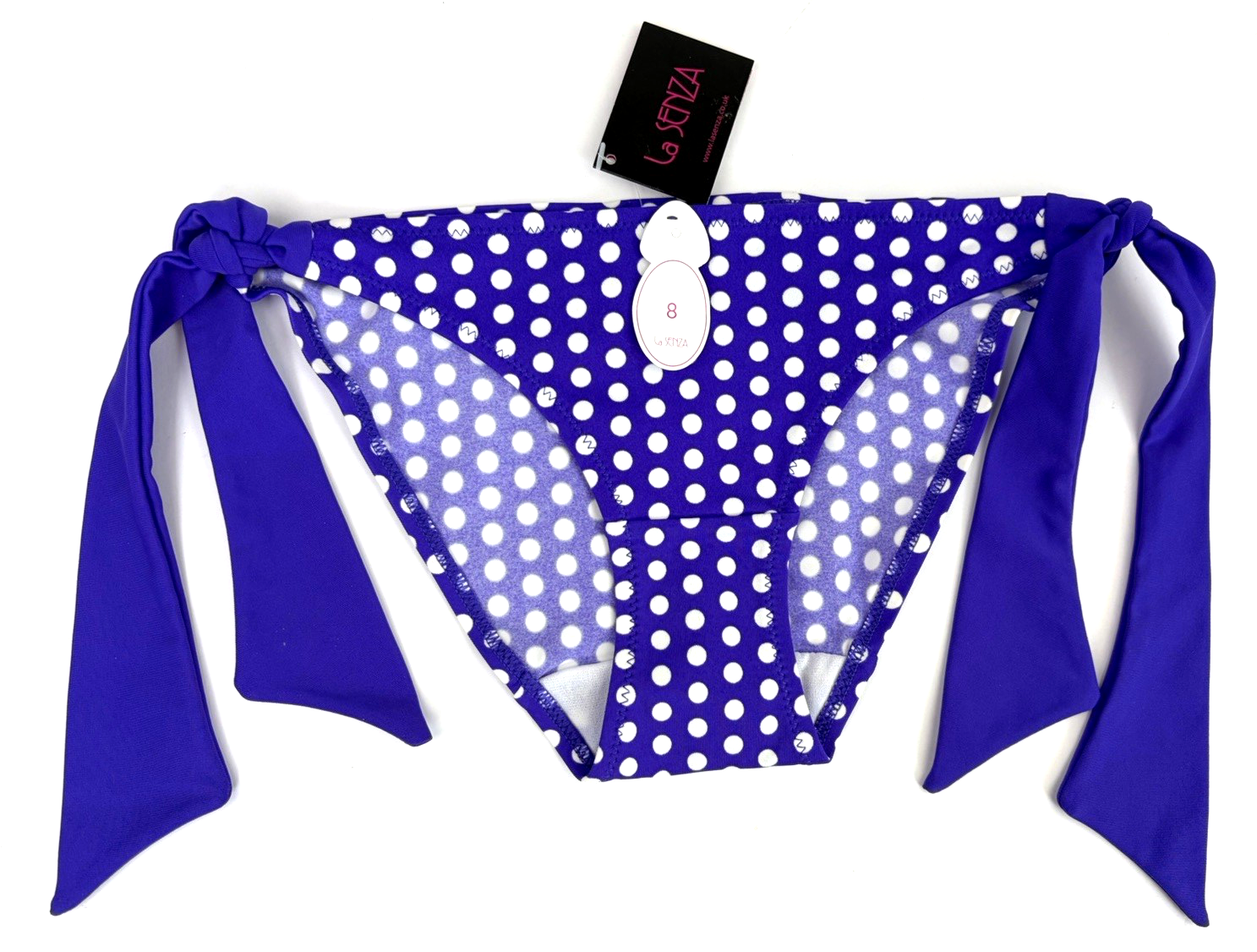 LA SENZA Bikini Bottoms UK 8 Purple / White Dot Print BNWT