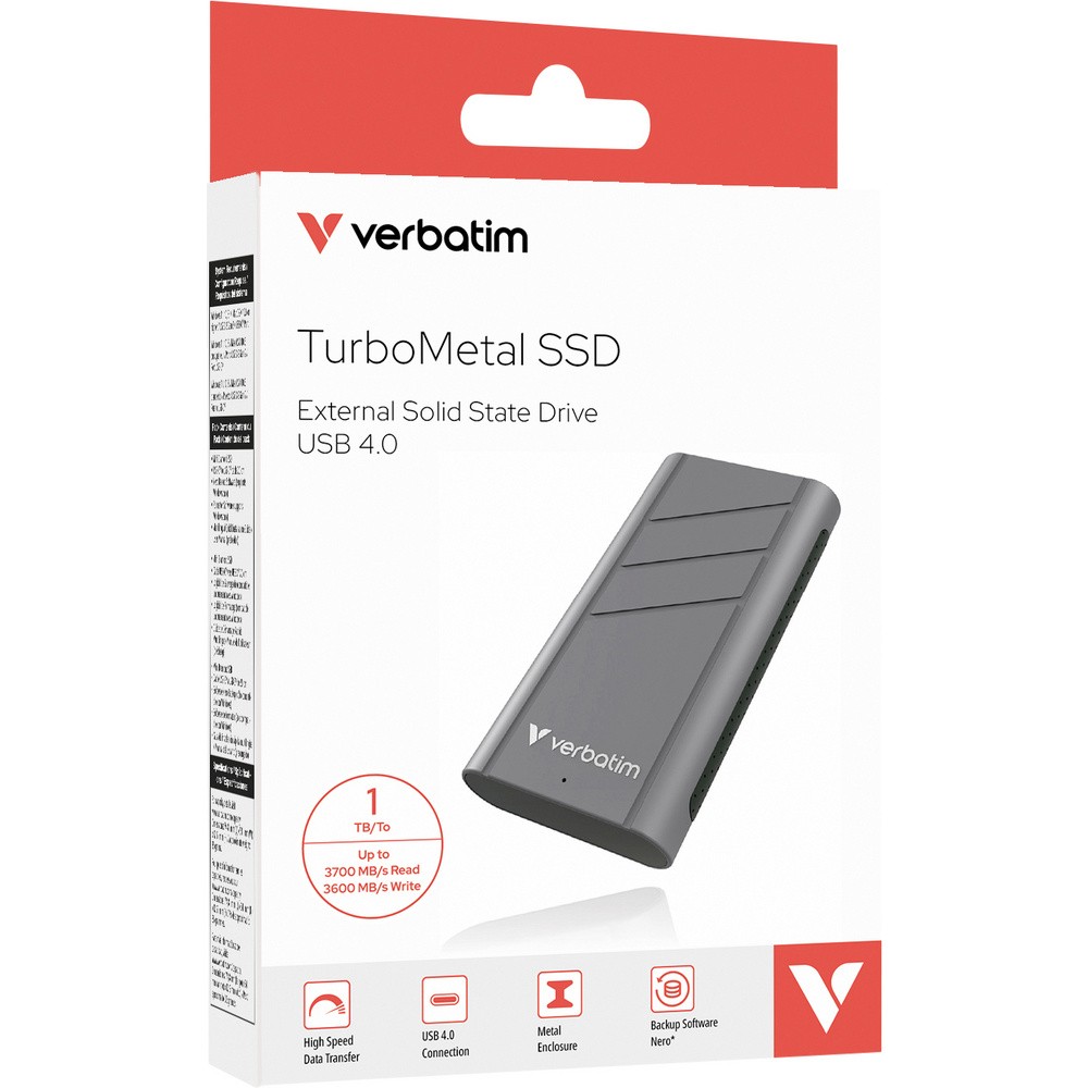 Внешний твердотельный накопитель USB-C (USB4 ) Verbatim TurboMetal объемом 1 ТБ Metall 32021