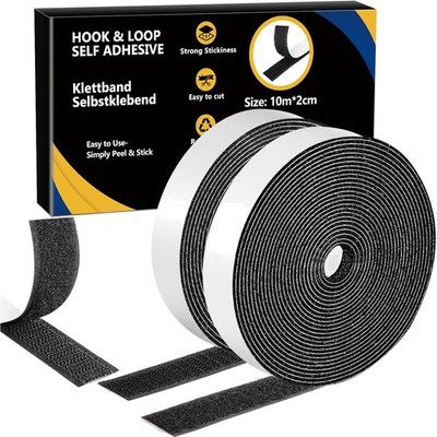 Hochwertiges Selbstklebendes Nylon Klettband Schwarz 10m x 20mm