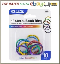 BAZIC Loose Leaf Binder Ring 1" Assorted Color, Book Rings Binder Rings, Stee...
