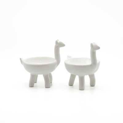 Fox Run Ceramic Llama Pinch Bowls Set Of 2 White Spice Sauce And Condiment