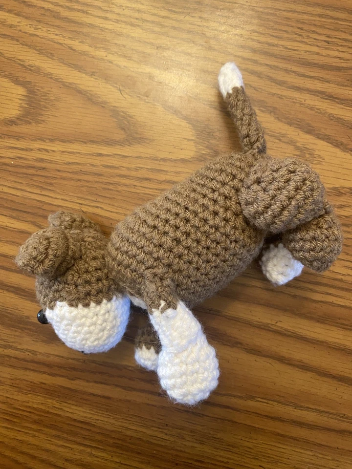 Handmade Crochet Stuffed Toy Plush Soft BROWN DOG Puppy  - Image 3 of 4