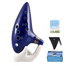 AIMEIS Ocarina 12 Hole Alto C Ceramic Ocarinas with Songbook Bag Display Blue