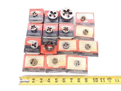 15pcs CLEVELAND ASSORTED HSS ROUND ADJUSTABLE SPLIT DIES SIZES IN DESCRIPTION