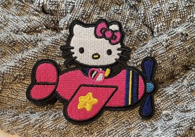 Hello Kitty - FLYING AIRPLANE  - Embroidered Sew/Iron-On Patch