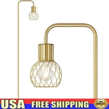 Industrial Floor Lamp E26 Base Minimalist Design 63in Brass Gold Reading Light