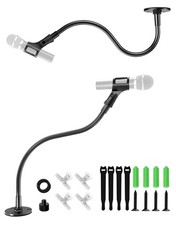 19" Gooseneck Mic Stand - Heavy-Duty Desk  Wall Flange Mount,Flexible Adjust...